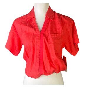 Athleta Playa Linen Tie Top Passionfruit Coral Size XS NWT